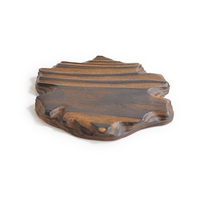 焼き杉の手掘り花台 雲形 小 敷物 幅13cm×12cm 敷物 焼き杉の手掘り花台 雲形 小拍卖