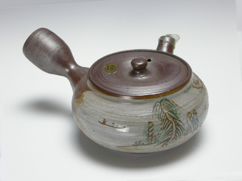 煎茶道具 萬古焼 陶山 万古山水文急須拍卖