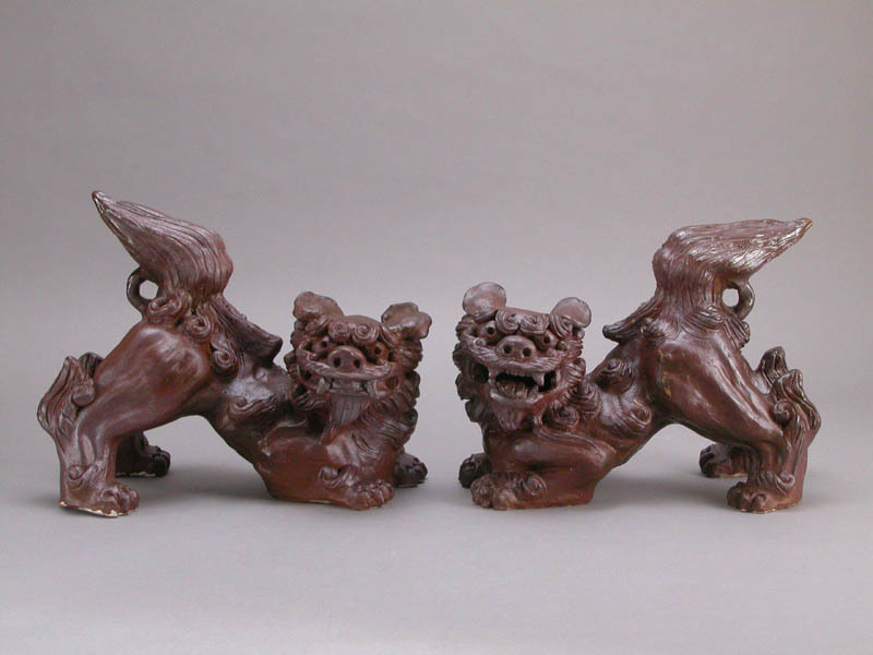 壺屋焼 登り窯 宮城須美子 作 琉球南蛮シーサー(特大)拍卖