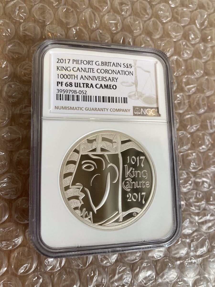 【ピエフォー版 NGC鑑定PF68】2017 キングクヌート 戴冠1000周年 £5銀貨 シルバー プルーフコイン イギリス 英国 ロイヤルミント カヌート拍卖