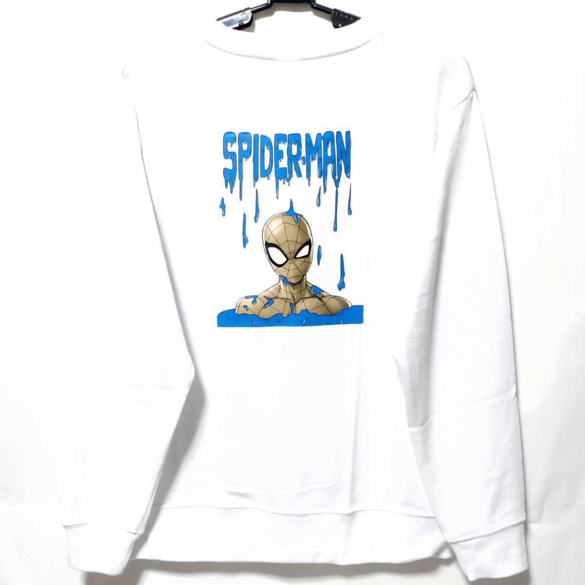 特価/未使用【サイズ=L】MARVEL/SPIDER-MAN/マーベル/スパイダーマン/メンズ/裏毛/スウェット/トレーナー/胸囲=96~104cm/white拍卖