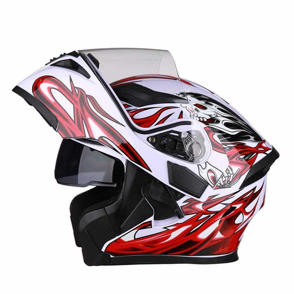 cjx487★人気商品システムヘルメットフリップアップヘルメット バイクヘルメット多色フルフェイスヘルメットダブルシールド男女通用白赤魔拍卖