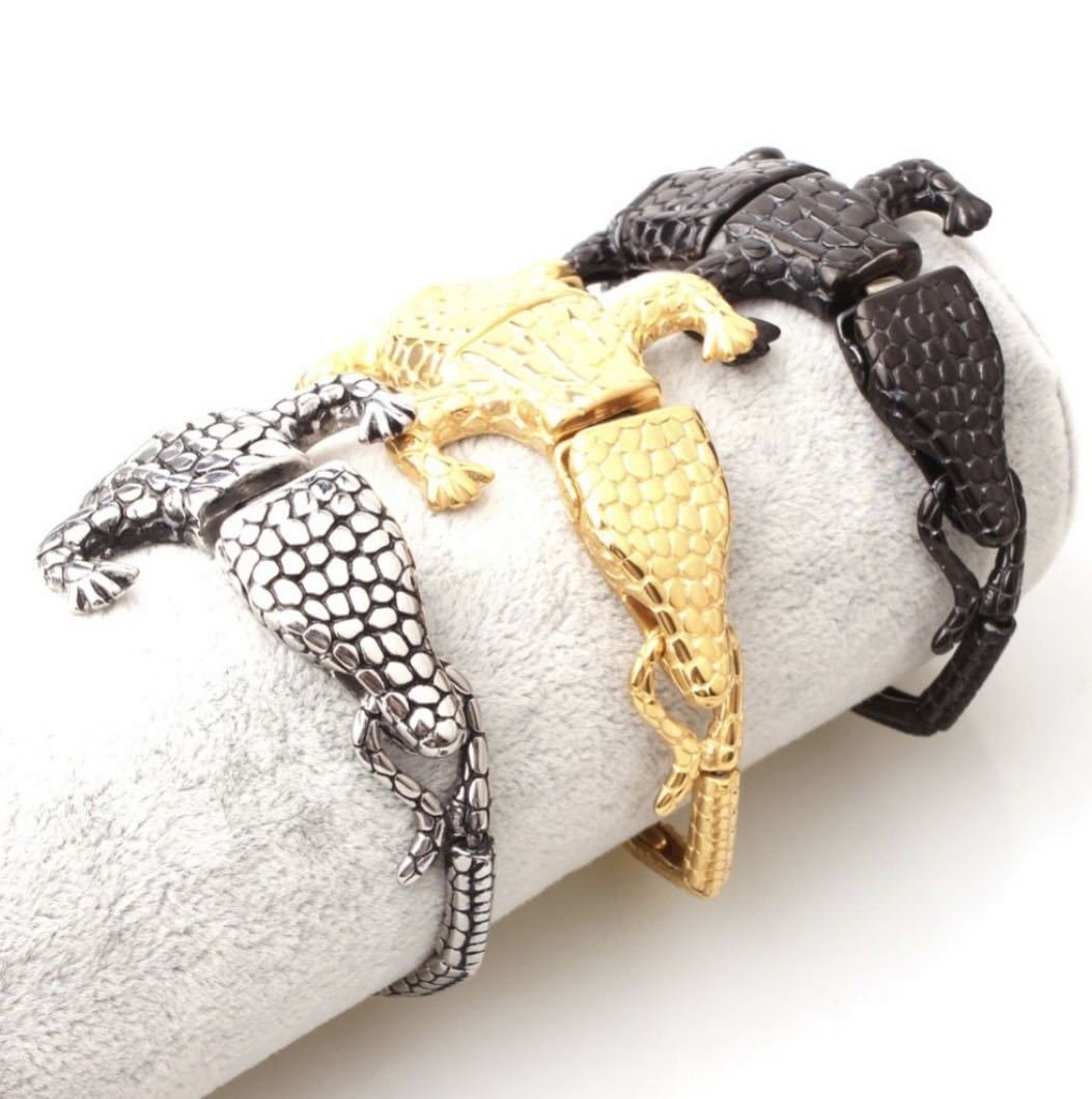 ZKY71◆全3種類 要1種類選択 ステンレス クロコダイルブレスレット アクセサリー クロコダイル ワニ 鰐 ブレスレット バングル ジュエリー拍卖