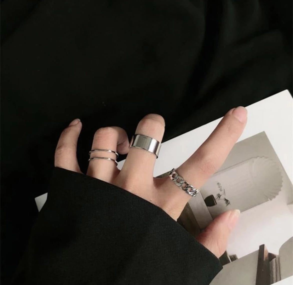 LHH1140★3ピースセット 指輪 リング 調整可能 オープンリング ユニセックス アクセサリー ジュエリーメンズ レディース パンク punk拍卖