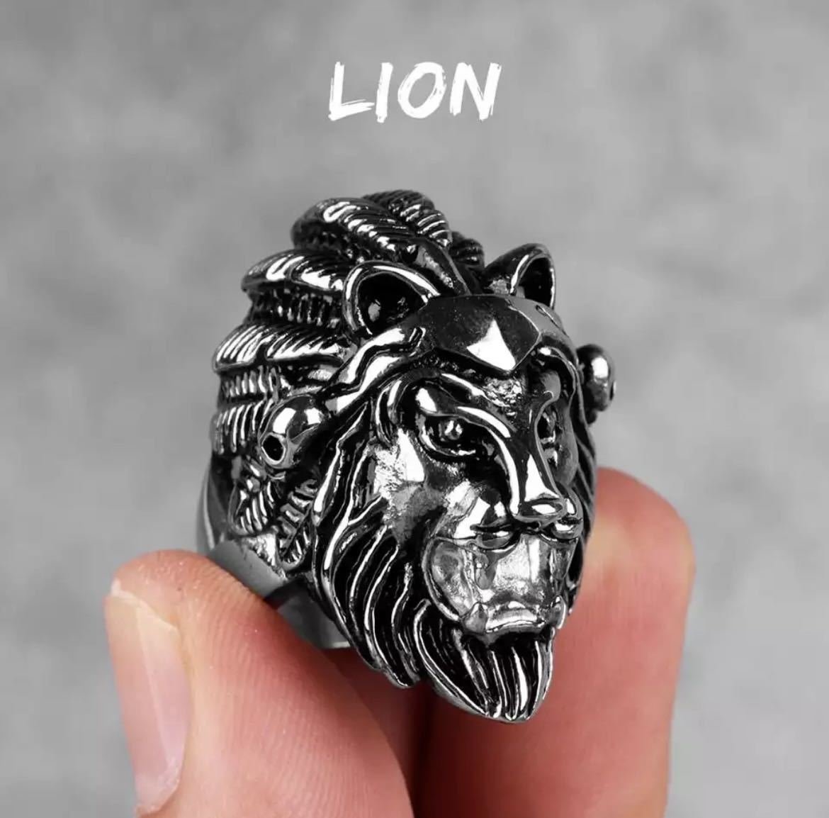 ZKY108◆要1サイズ選択 ライオンの指輪 リング 指輪 アクセサリー ライオン 百獣の王 獣 動物 野獣 ステンレス シルバー クール拍卖