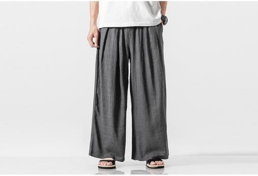 LHW1000★2021夏 父の日ワイドパンツ メンズ リネンパンツ サルエルパンツ 涼しいズボン ゆったり 薄手 綿麻 ガウチョ /ダークグレー;XL拍卖
