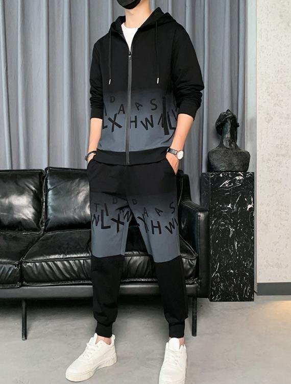 LHK1231★スウェット 2点セット メンズジャージ セットアップ カジュアル 運動着 フード付き おしゃれ 韓国風拍卖