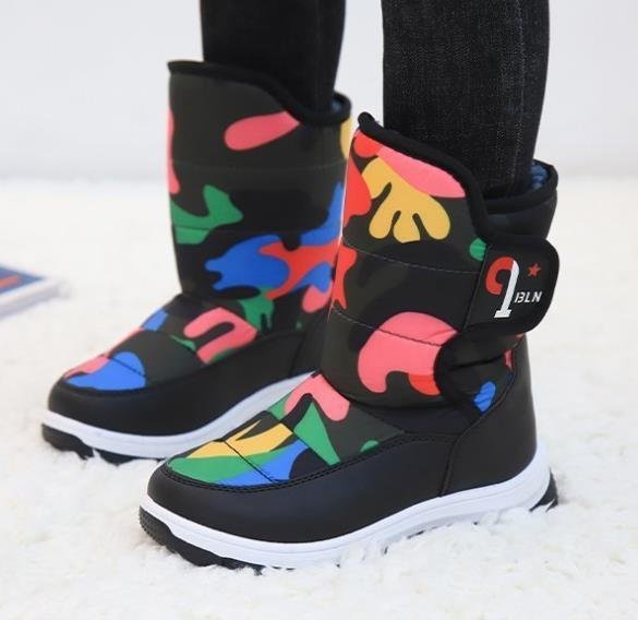 LHK1354★スノーシューズ 防寒 裏起毛 スノーブーツ 男の子 ジュニア 子供 キッズ 防滑 厚底 ショット丈 雪靴 スキー場拍卖