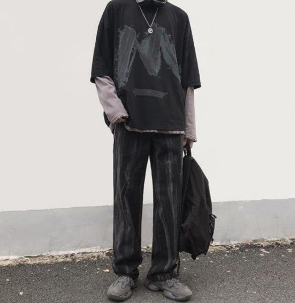 LHK843★レディースメンズ デニム ワイドパンツ ゆったりファッションジーンズ原宿風 hippopヒップポップ拍卖