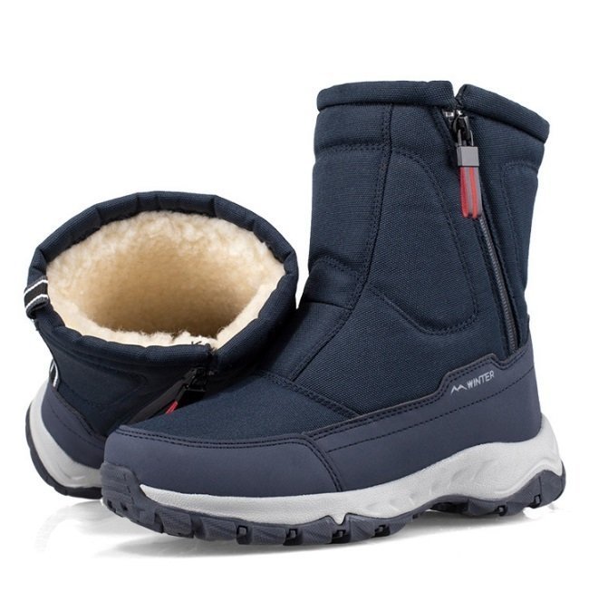 lyw360★入荷 スノーブーツ メンズ シューズ 裏起毛 撥水加工 サイドジップ 紳士靴 防寒 アウトドア 冬用 26.5cm/2色/ブルー拍卖