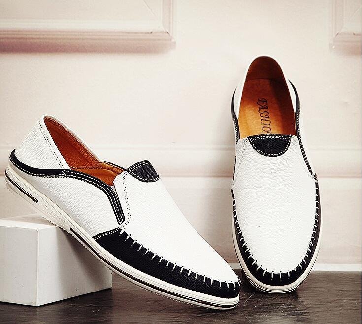 HSM378★ローファー スリッポン スニーカー 新品☆メンズ 紳士靴 ドライビングシューズ シンプル 白 26.5cm拍卖