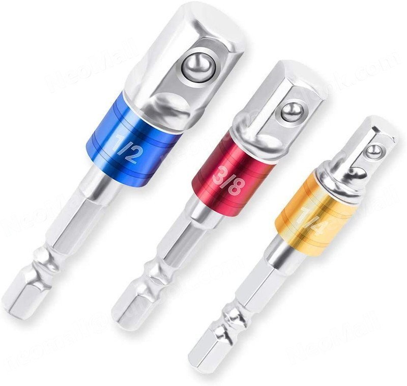 LYW1015★お手持ちのソケットをインパクトに ソケットアダプター 3本セット ドリルアダプター 差込角 インパクトドライバー 電動拍卖