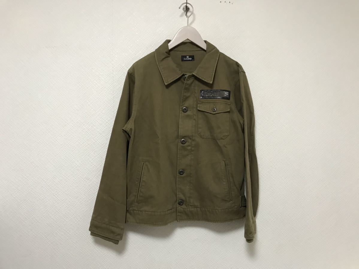 本物サブサエティSubcietyコットンジップスタッズ刺繍ミリタリージャケットメンズアメカジサーフスーツビジネスMカーキストリート拍卖