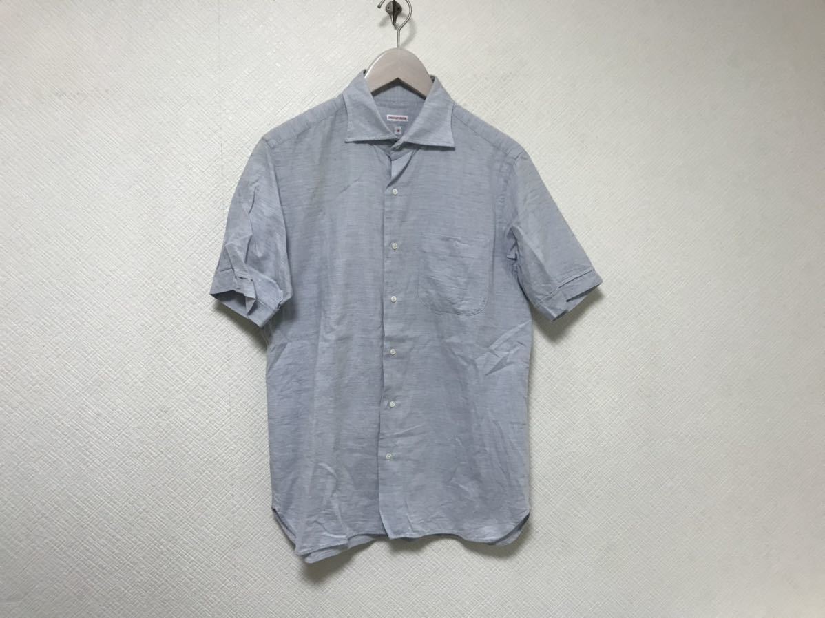 美品本物ドレステリアDRESSTERIORコットン半袖シャツメンズアメカジサーフスーツビジネススーツM青ブルー日本製拍卖