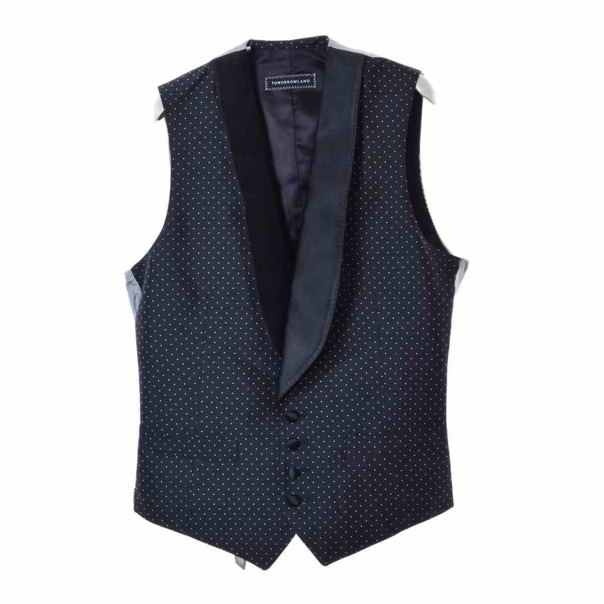 美品 TOMORROWLAND ドット柄 シルク ジレ 44 ブラック トゥモローランド KL4CBCHL60拍卖