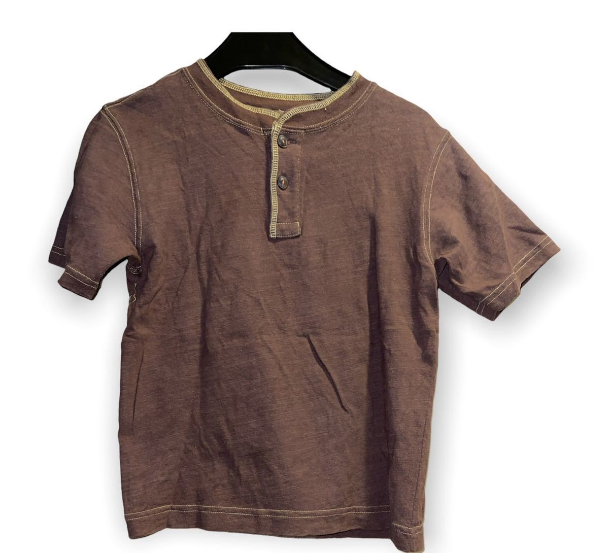 GAP 半袖Tシャツ ヘンリーネックTシャツ 120 ブラウン拍卖