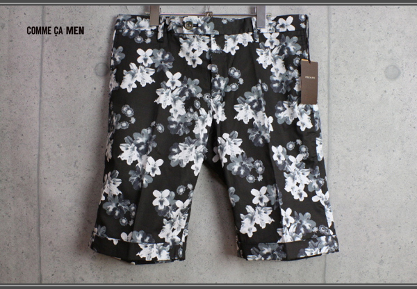 新品コムサメン限定ピーコックショートパンツM黒/綿/定価1.8万拍卖