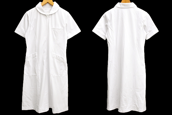 Y-4750★新品★MONTBLANC 住商モンブラン 73-1512 看護 看護師 介護士 医療用衣料★通気性 ホワイト白色 ナース服 半袖 ワンピース M拍卖