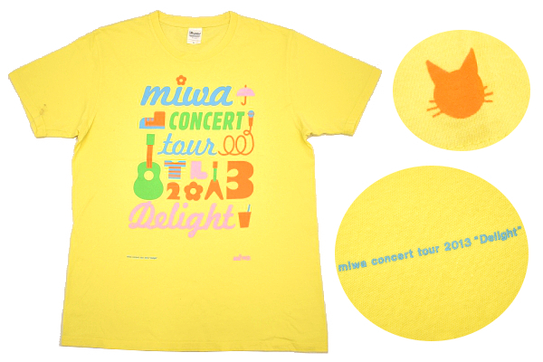 Y-4769★送料無料★miwa concert tour2013 Delight ミワ 2013年 コンサートツアー★イエロー黄 半袖 T-シャツ L拍卖