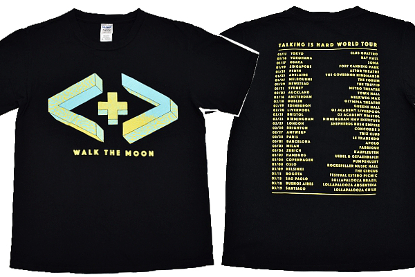 Y-4786★送料無料★美品★WALK THE MOON ウォーク ザ ムーン TALKING IS HARD WORLD TOUR 来日ツアー★黒 半袖 T-シャツ S拍卖