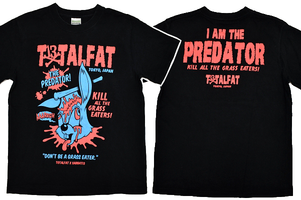 Y-4793★送料無料★美品★TOTALFAT×SABBAT13 トータルファット PREDATOR CAB キャブ★ブラック黒色 半袖 T-シャツ S拍卖