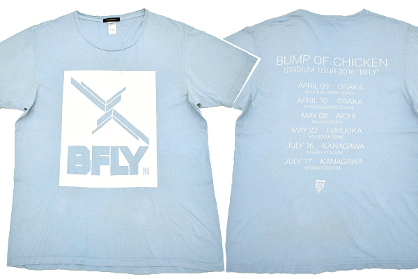 Y-4880★送料無料★BUMP OF CHICKEN バンプオブチキン スタジアムツアー 2016 BFLY★ライトブルー水色 両面プリント 半袖 T-シャツ L拍卖