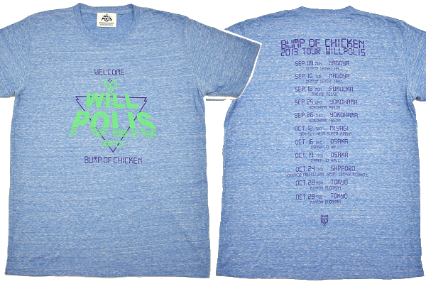 Y-4890★送料無料★超美品★BUMP OF CHICKEN 2013 TOUR WILLPOLIS バンプオブチキン 2013年ツアー ウィルポリス★ブルー 半袖 T-シャツ M拍卖