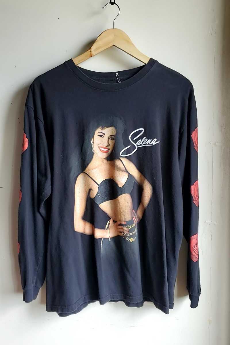 312◆selena quintanilla 長袖 ロンT sizeL 黒 ブラック プリント 古着 USED 中古拍卖