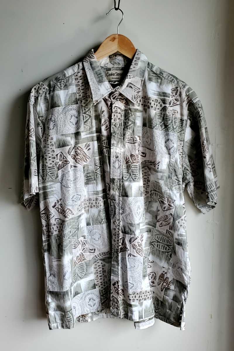 657◆USA製 COOKE STREET コットン アロハシャツ sizeXL 総柄 ハワイ HAWAII HONOLULU 中古 USED 古着拍卖