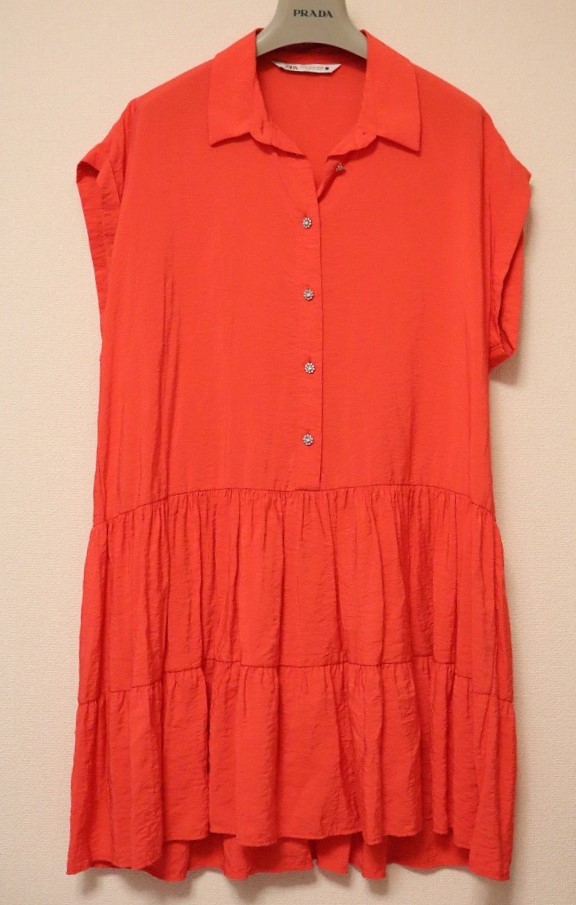 美品 ザラ ZARA ワンピース 膝丈 レッド USA:M 拍卖