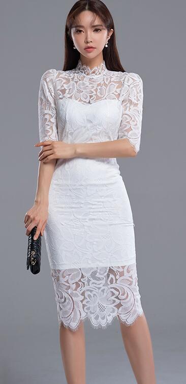 FX1211 レディースワンピース☆  可愛い  二次会ドレス  美尻美胸美脚  総レース拍卖