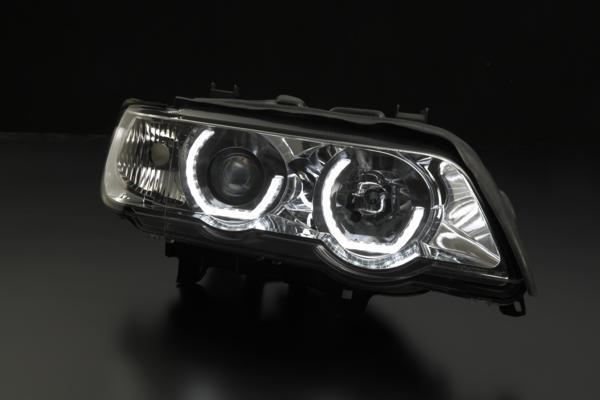 BMW F15 ルック E53 X5 前期 3D LED バー ヘッドライト クローム拍卖