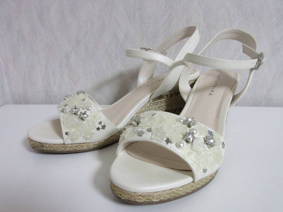 アンテプリマ ANTEPRIMA フラワー サンダル ウェッジソール 白 25 1/2 北5558拍卖