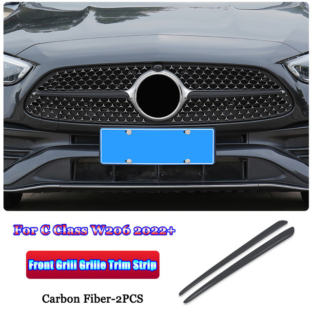 カーボン柄 メルセデスベンツ C クラス W206 C200 C220 C260 C300 2022 + アクセサリーフロントグリルグリルカバートリムストリップ拍卖