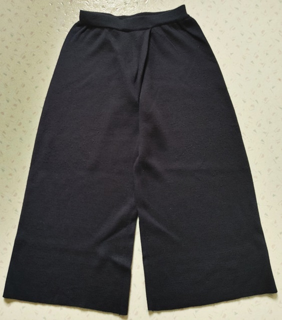 Mサイズ Khalita ニット風 長ズボン ワイドパンツ ウエスト総ゴム 紺色拍卖