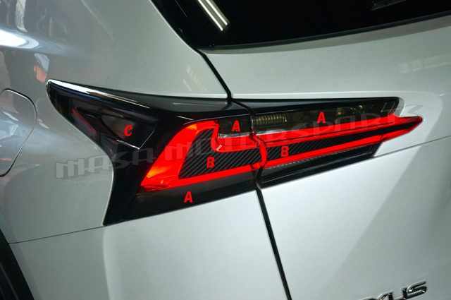 lexusレクサスNX200t300h前期リアテールカスタムカーボンシート4枚組外装パーツドレスアップフィルムアクセサリー カット済み拍卖