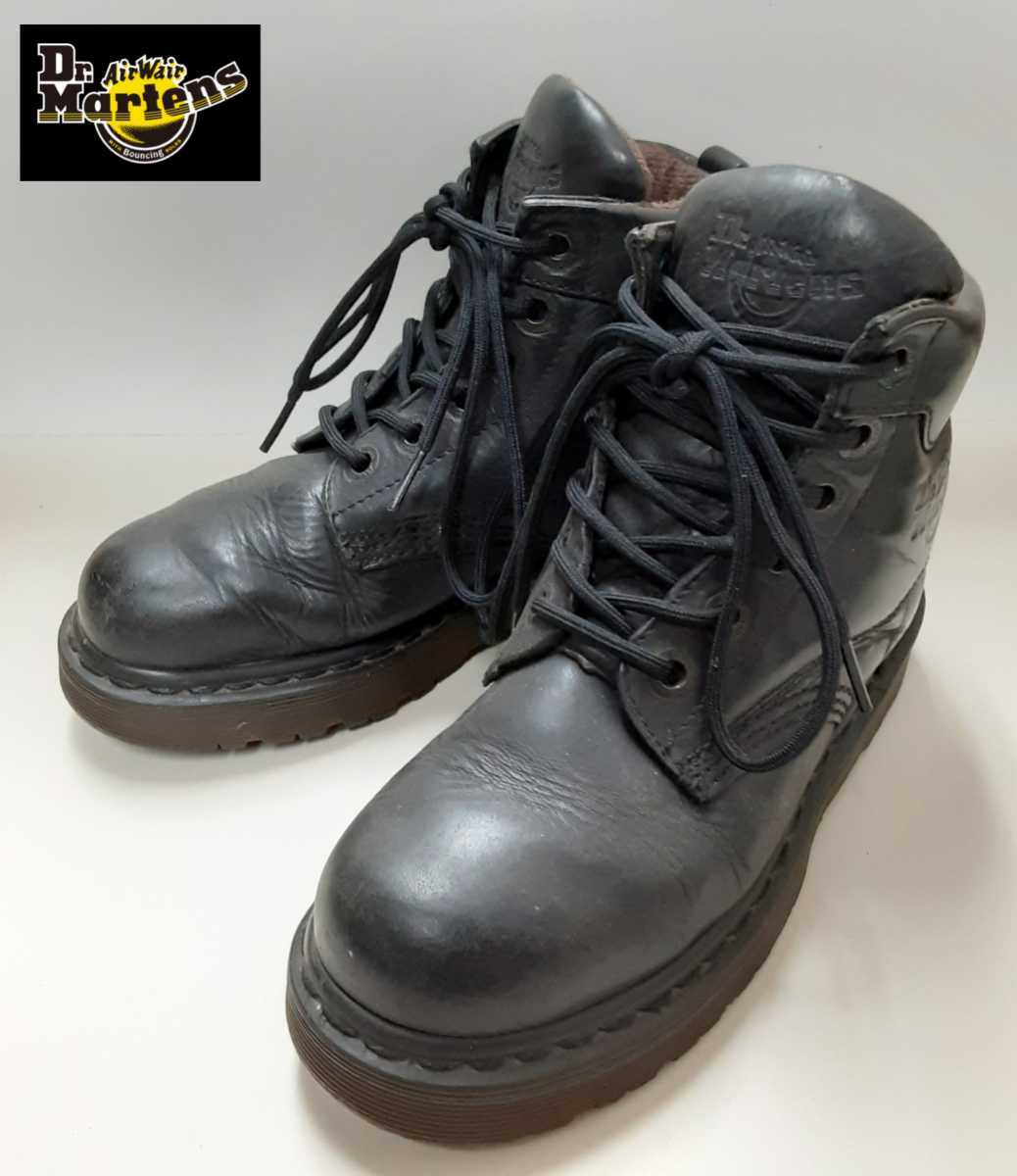 最値!1点物!イングランド製!ドクターマーチン【DR.MARTINS】 牛革レザー 6ホール ブーツ シューズ ドレス 革靴 ブラック/黒 22cm相当拍卖