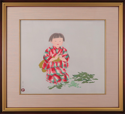 小倉遊亀(童女)木版画 真性保証 Acre拍卖