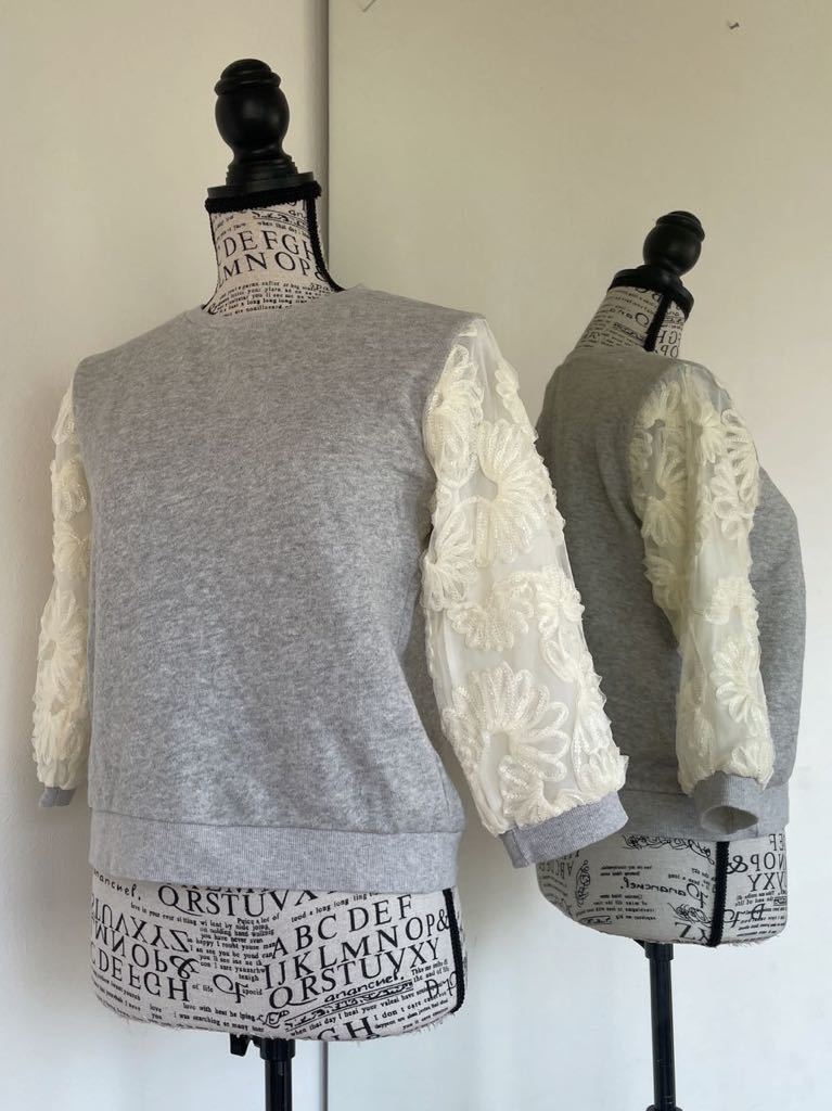 送料無料 7部袖 ROSE BUD ローズバッド トップス レース ビジュー ニット メルヘン 上品 清楚 カジュアル 人気 ブランド グレー 芸能人愛用拍卖