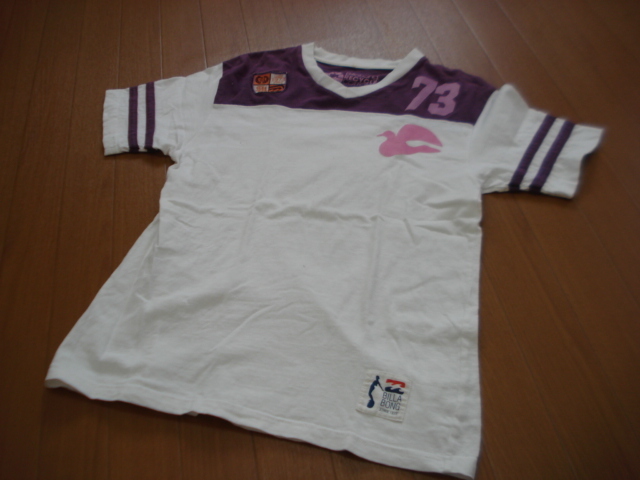 送料無料☆BILLA BONGフットボール半袖Tシャツ/メンズ/M/白紫/ビラボン拍卖