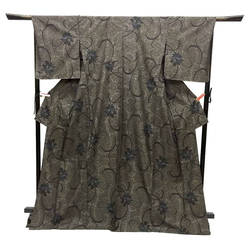 セール 送料無料 京やH079 正絹 本場大島紬 伝統的工芸品 大島紬織物協同組合 泥染 大島紬 仕立て済 5月6月9月に 大きめサイズ拍卖