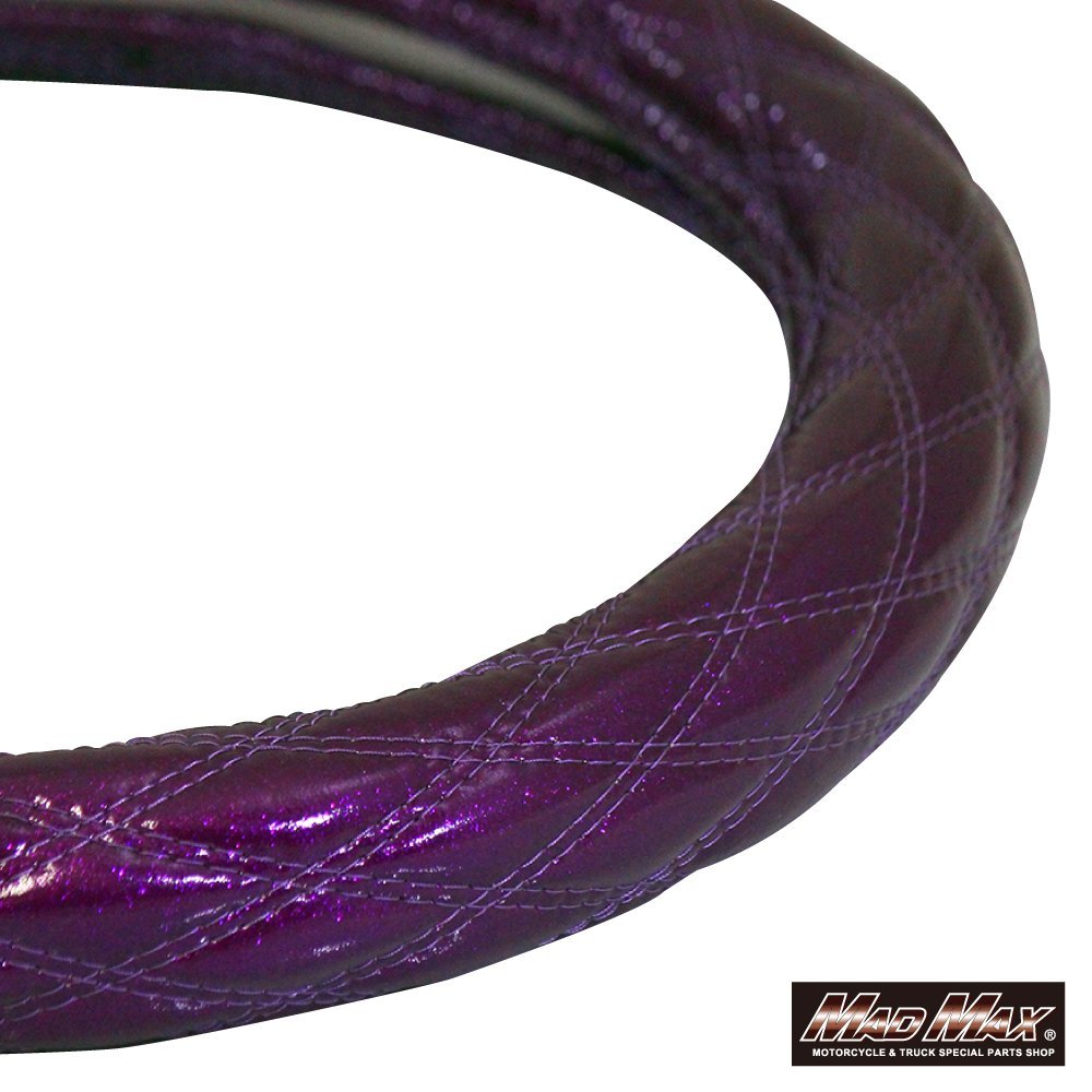 MADMAX トラック用品 内装 ハンドルカバー ダブルステッチ ラメ パープル/パープル 2HS(45-46cm)/日野 17プロフィア【送料800円】拍卖