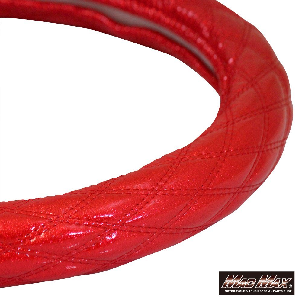 MADMAX トラック用品 内装 ハンドルカバー ダブルステッチ ラメ レッド/レッド 2HS(45-46cm)/エアループプロフィア【送料800円】拍卖