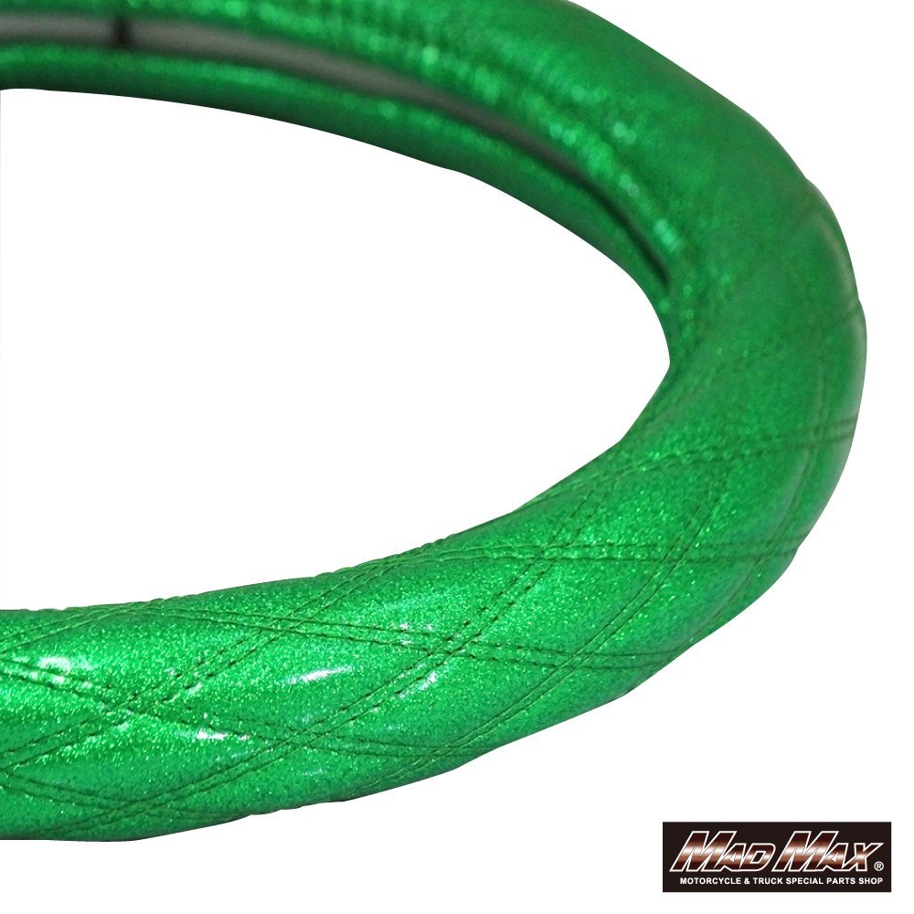 MADMAX トラック用品 内装 ハンドルカバー ダブルステッチ ラメ グリーン/グリーン 2HS(45-46cm)/NEWスーパーグレート【送料800円】拍卖