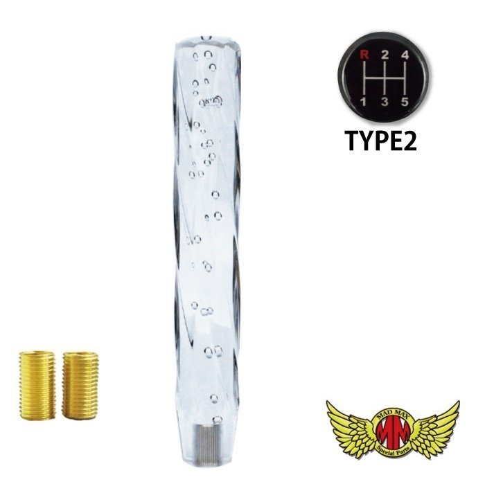 MADMAX トラック用品 ツイスト シフトノブ 泡 300mm クリア 日野 プロフィア用/変換アダプター付【送料800円】拍卖