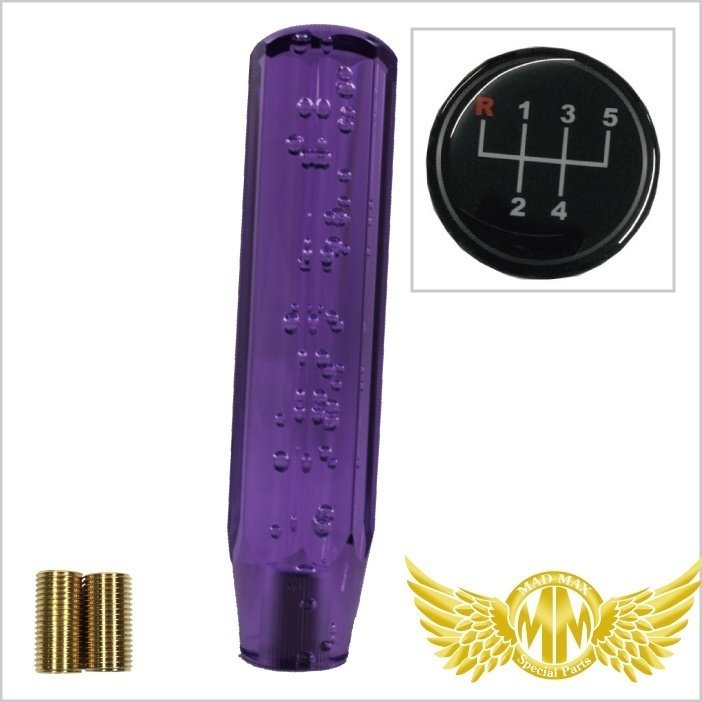 MADMAX トラック用品 クリスタル シフトノブ 泡 200mm パープル いすゞ 07エルフ用/変換アダプター付【送料800円】拍卖