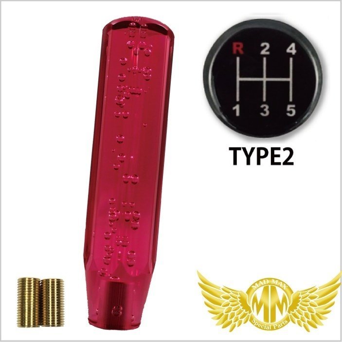 MADMAX トラック用品 クリスタル シフトノブ 泡 200mm レッド ふそう NEWファイター用/変換アダプター付【送料800円】拍卖