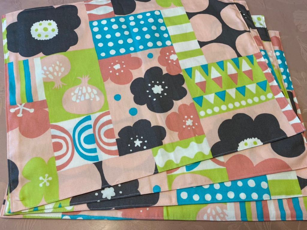 裏付ランチョンマット ハンドメイド 35x45 4枚組 花柄拍卖