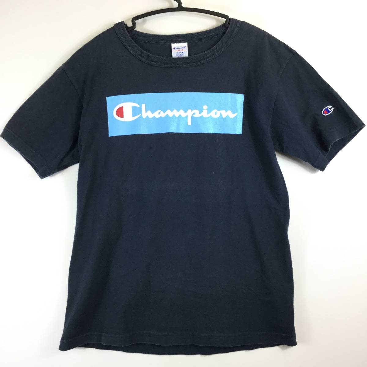 チャンピオン USA製 T1011 Tシャツ プリントロゴ ネイビー Mサイズ拍卖