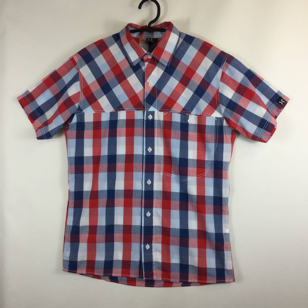 HAGLOFS ホグロフス 半袖ボタンシャツ チェック柄 メンズXSサイズ チェック柄 ポリコットン拍卖